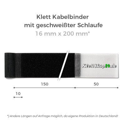 Klett Kabelbinder mit Schlaufe 16 x 200mm | WEIß