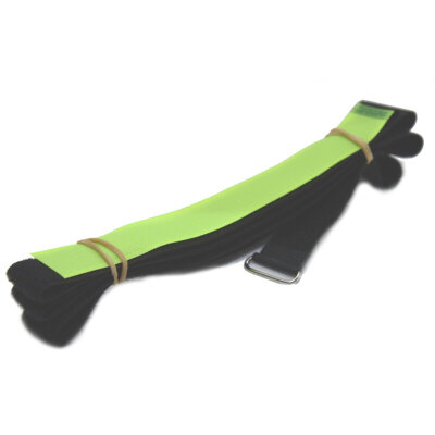 Klettgurte 25mm x 1400mm Kunststofföse Nylon Schwarz 200mm Hakenband NEON GRÜN