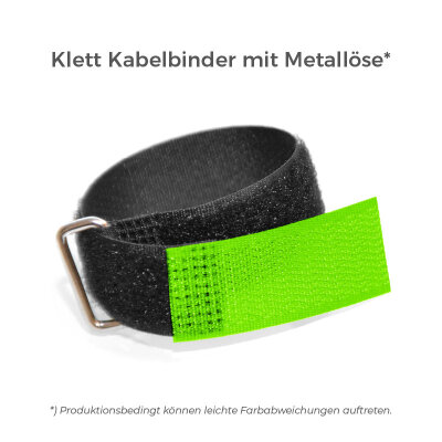 Klett Kabelbinder mit Metallöse entgegengesetzt 16mm x 160mm Neon Grün