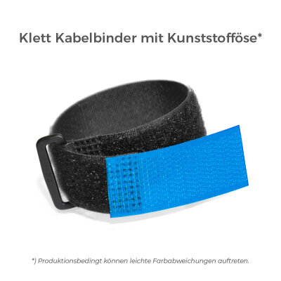 Klett Kabelbinder mit Kunststofföse gleiche Seite |50mm x 1000mm BLAU