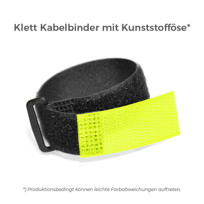 Klett Kabelbinder mit Kunststofföse gleiche Seite | 50mm x 1000mm NEON GELB