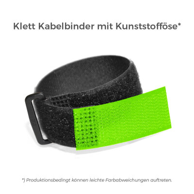 Klett Kabelbinder mit Kunststofföse gleiche Seite |50mm x 1000mm NEON GRÜN