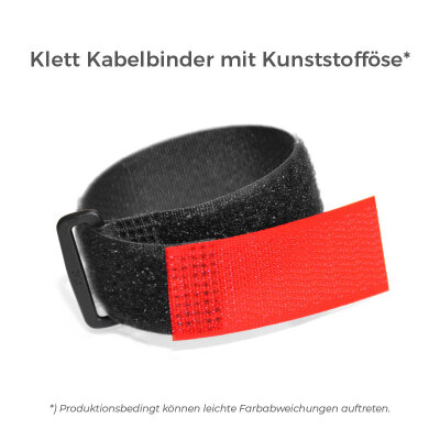 Klett Kabelbinder mit Kunststofföse gleiche Seite | 20mm x 300mm ROT