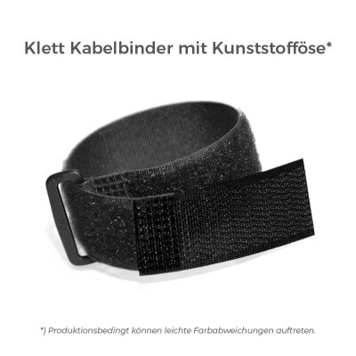 Klett Kabelbinder mit Kunststofföse gleiche Seite | 20mm x 200mm SCHWARZ