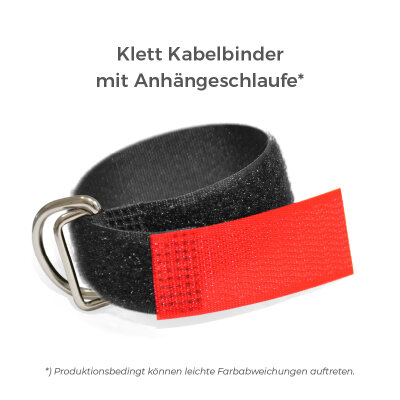 Klett Kabelbinder mit Metallöse und Einhängeschlaufe entgegengesetzt 16mm x 130mm Rot