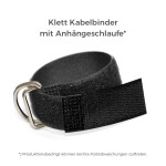 Klett Kabelbinder mit Metallöse und Einhängeschlaufe entgegengesetzt 20mm x 200mm Schwarz