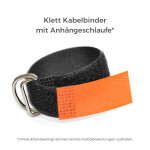 Klett Kabelbinder mit Metallöse und Einhängeschlaufe entgegengesetzt 50mm x 500mm Orange